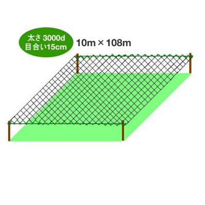 小山商事　鴨避けネット　上部張り用　目合い15cm　10m×108m　黒