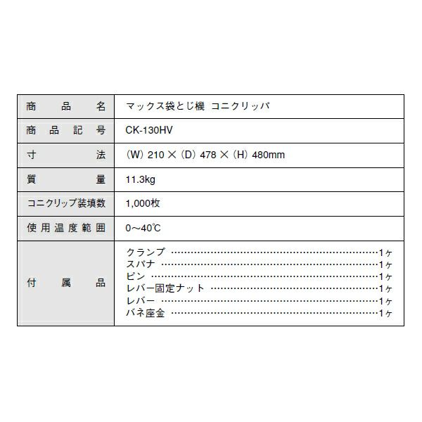 MAX マックス コニクリッパ CK-130HV 手動式 袋口結束機 少量出荷の生産農家様やパン工場向け | 農家のお店おてんとさん