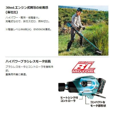 Makita マキタ 充電式 草刈機 MUR005GRM 刈込み幅255mm Uハンドル 40Vmax カラミトリ機能付  軽量/ハイパワー/低騒音/排ガスゼロ 農家のお店おてんとさん